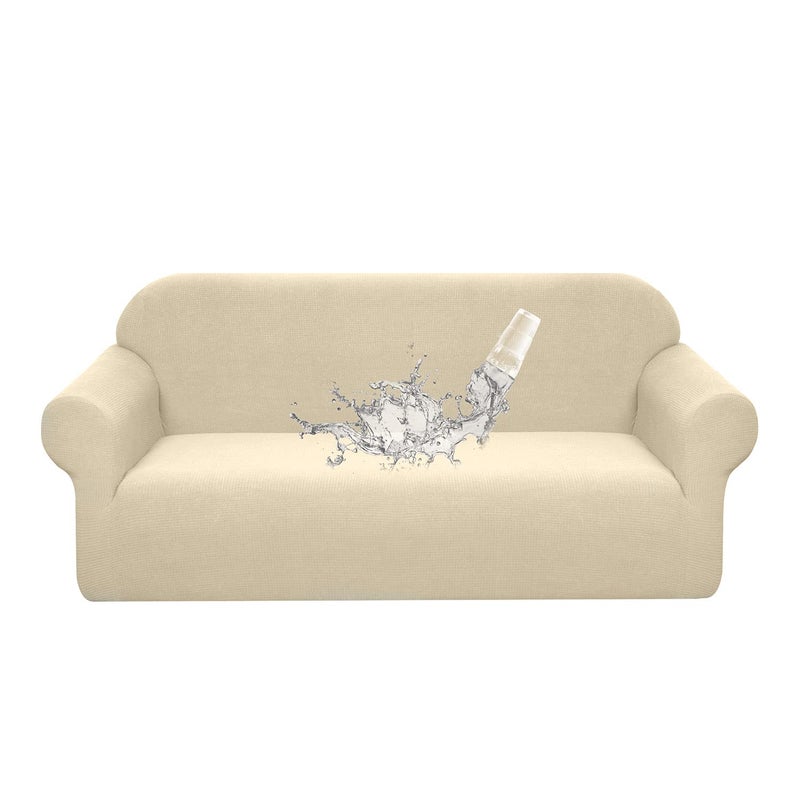 Granbest Premium Waterproof Sofa Cover High Stretch Couch Slipcover Super Soft Fabric Couch Cover (Beige, Medium) - Image 1